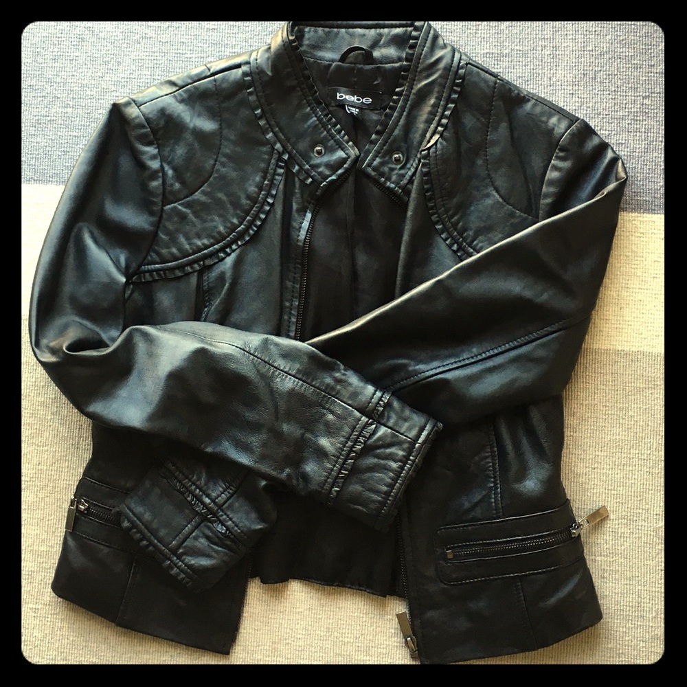 Black leather Bebe jacket